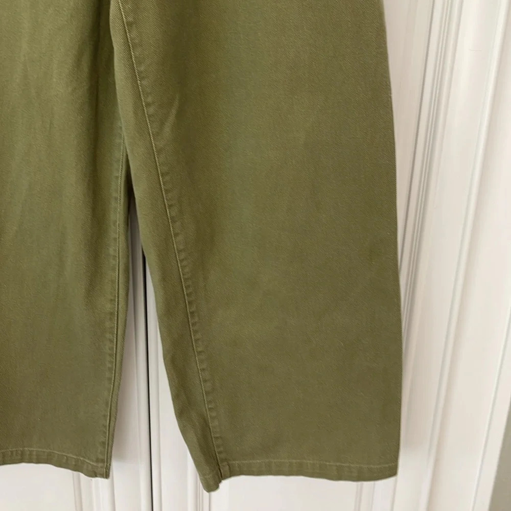 Who What Wear Olive cropped high rise Wide Leg Pants Sz 6 / GAP belt size M 34 - Picture 3 of 16